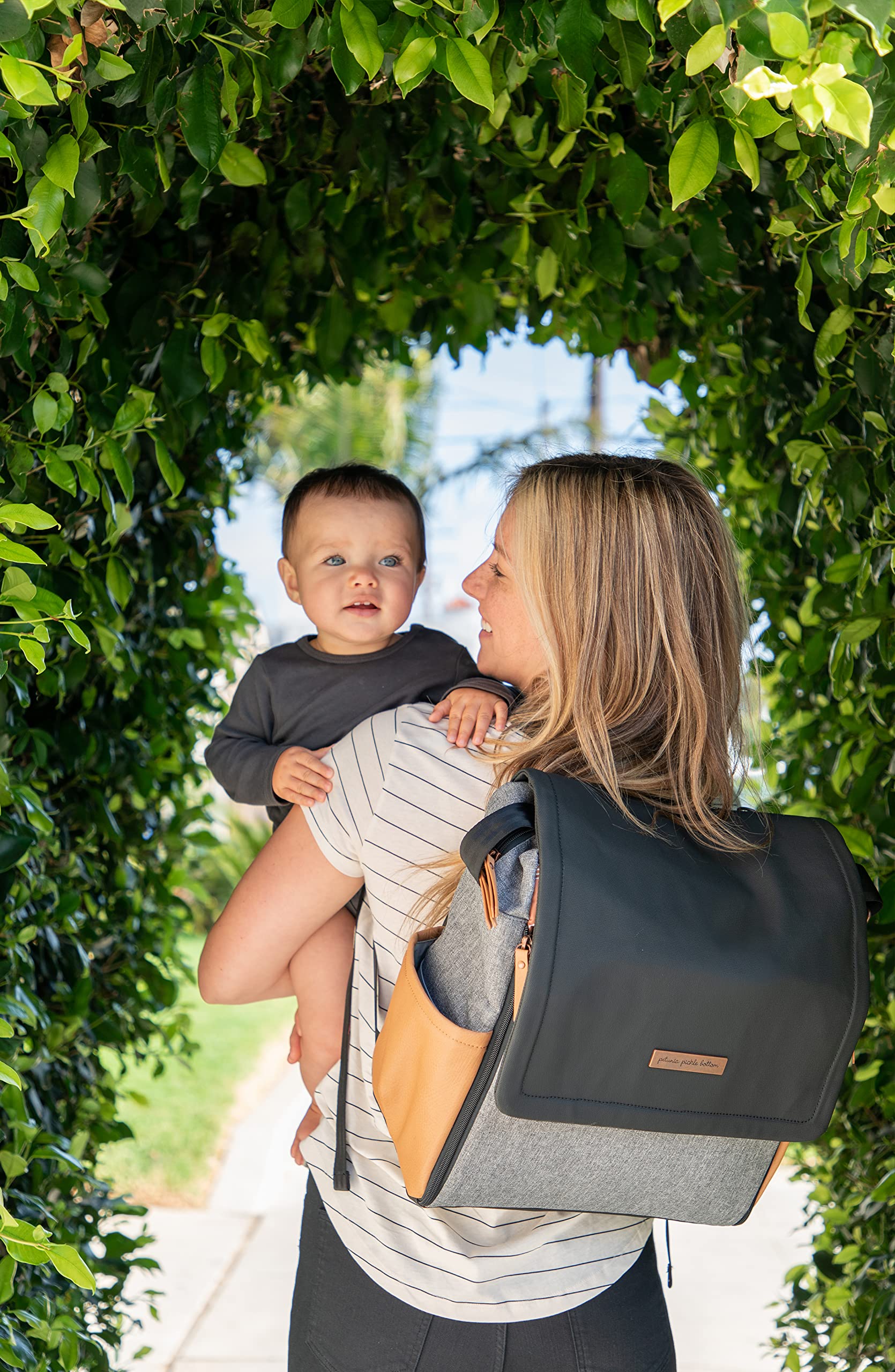 Petunia Pickle Bottom Boxy Backpack | Diaper Bag | Diaper Bag Backpack for Parents | Top-Selling Stylish Baby Bag | Sophisticated and Spacious Backpack for On The Go Moms | Camel/Graphite