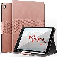 auaua Case for iPad Air 3rd Generation 2019 / iPad Pro 10.5 2017, with Built-in Apple Pencil Holder, Auto Sleep/Wake, Adjustable Angle, Vegan Leather (Pink)