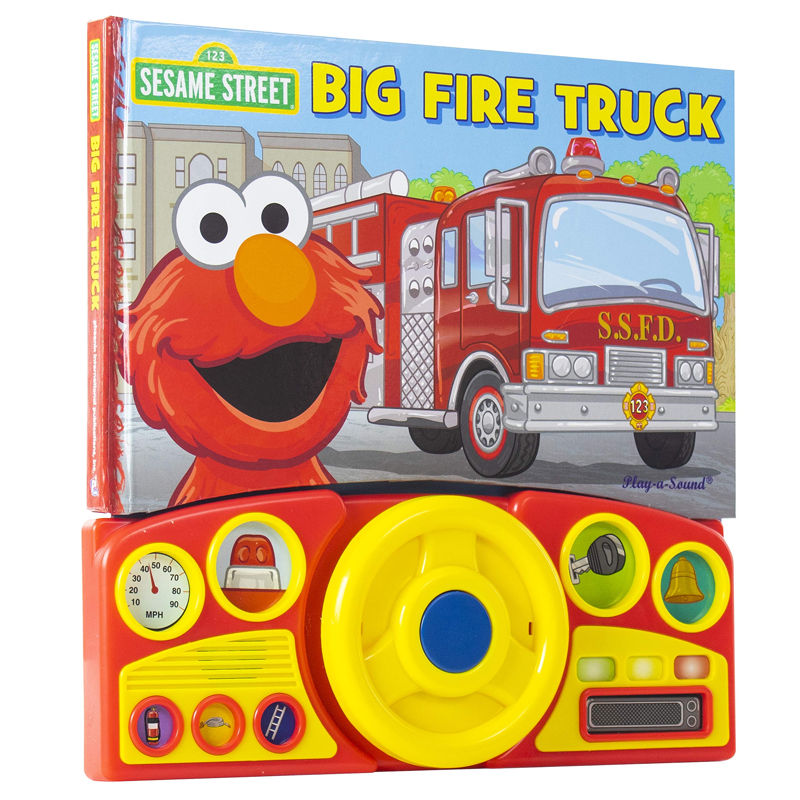 Sesame Street - Elmo's Big Fire Truck Adventure - Sound Book with Interactive Toy Steering Wheel - PI Kids (Play-A-Sound)