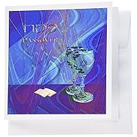 3dRose Passover, Cups and Matzah Cracker - Greeting Cards, 6 x 6 inches, set of 12 (gc_49215_2)