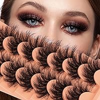 Mink Lashes Fluffy Wispy False Eyelashes Extensions 8D Volume Dramatic Thick Eye Lashes Natural Full Curly Fake Eyelashes 7 Pairs Pack By GVEFETIEE
