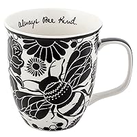 Karma Gifts 16 oz Black and White Boho Mug Bee - Cute Coffee and Tea Mug - Ceramic Coffee Mugs for Women and Men, 1 Count (Pack of 1)