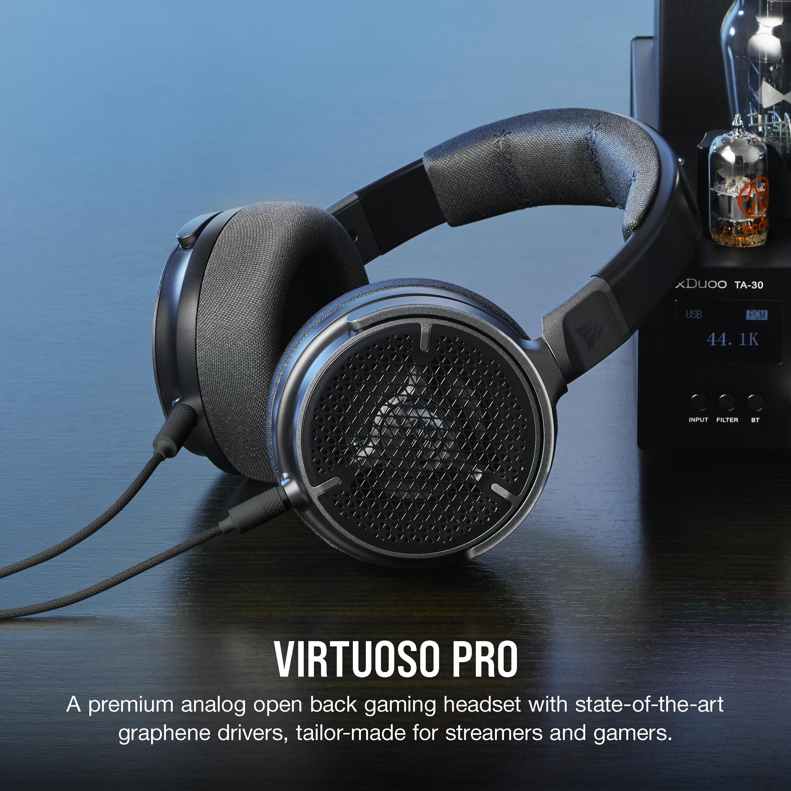 Corsair Virtuoso PRO Wired Open Back Gaming Headset - Detachable Uni-Directional Microphone - 50mm Graphene Drivers - 20Hz-40 kHz Frequency Response - Carbon