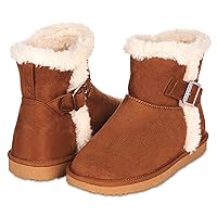 Floopi Warm Winter Boots for Women- Classic Mid-Calf Cut, Eco-Friendly Suede Exterior, Faux Fur- Plush Interior- Anti-Skid Flat Sole, Casual Everyday Wear