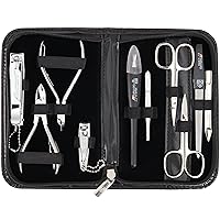 3 Swords Germany - brand quality 10 piece manicure pedicure grooming kit set for professional finger & toe nail care scissors clipper fashion leather case in gift box, Made by 3 Swords (00286)