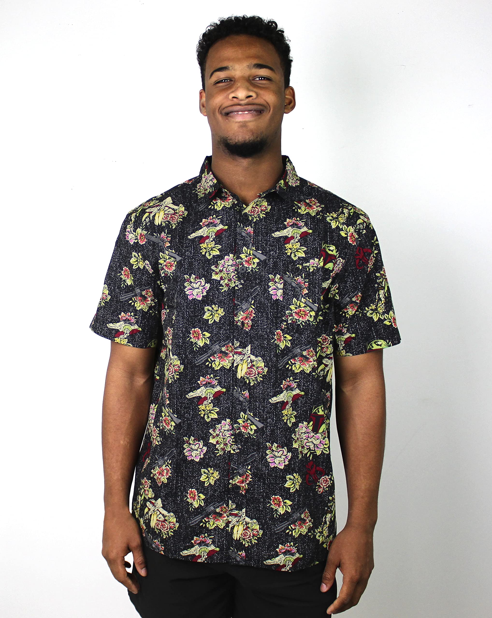 STAR WARS Men's Boba Fett Floral Button Down Shirt