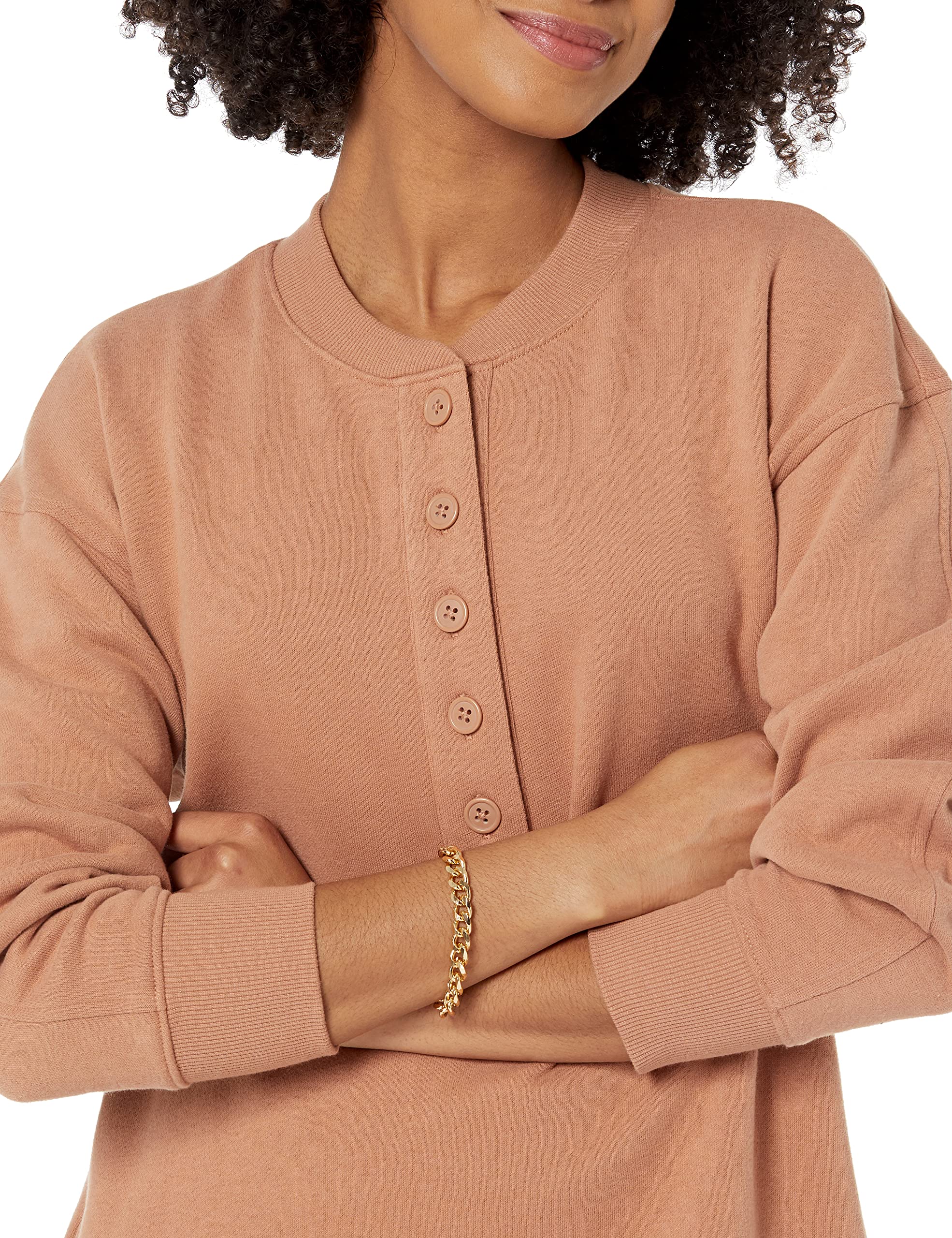 Amazon Essentials Women's Knit Henley Sweatshirt Dress (Available in Plus Size)