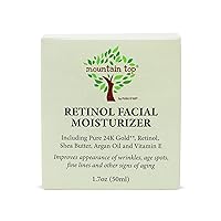 Mountain Top Retinol Facial Moisturizer 1.7oz, For Wrinkles, Age Spots, Fine Lines, and Other Signs of Aging - Made with 24k Gold, Aloe Vera, Green Tea, Argan Oil, Shea Butter, Vitamin E