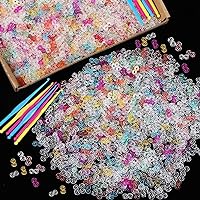580 Pieces Rainbow Refill Kits S Clips Crochet Hooks DIY for Rubber Band Bracelets Clips S Connectors