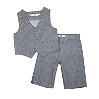 Deux par Deux Boys' Vest and Shorts Set Dark Gray Aristo Kids, Sizes 2-10