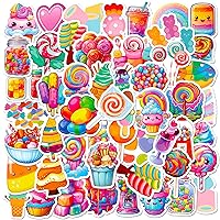 50 Pcs Cute Water Bottle Stickers Candy Stickers, Vsco Vinyl Aesthetic Waterproof Laptop Stickers Decals Bulk Funny Coloful Stickers for Kids Teens Girls Boys