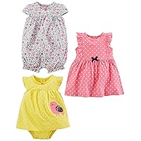 Simple Joys by Carter's Baby Girls' 3-Pack Romper, Sunsuit and Dress