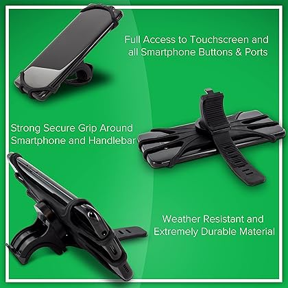 E Tronic Edge Bike Phone Mount - Rotating Cell Phone Holder for Bicycle Handlebar Compatible with iPhone 6 7 8 X 11 12 13 Samsung Galaxy (All-Terrain)