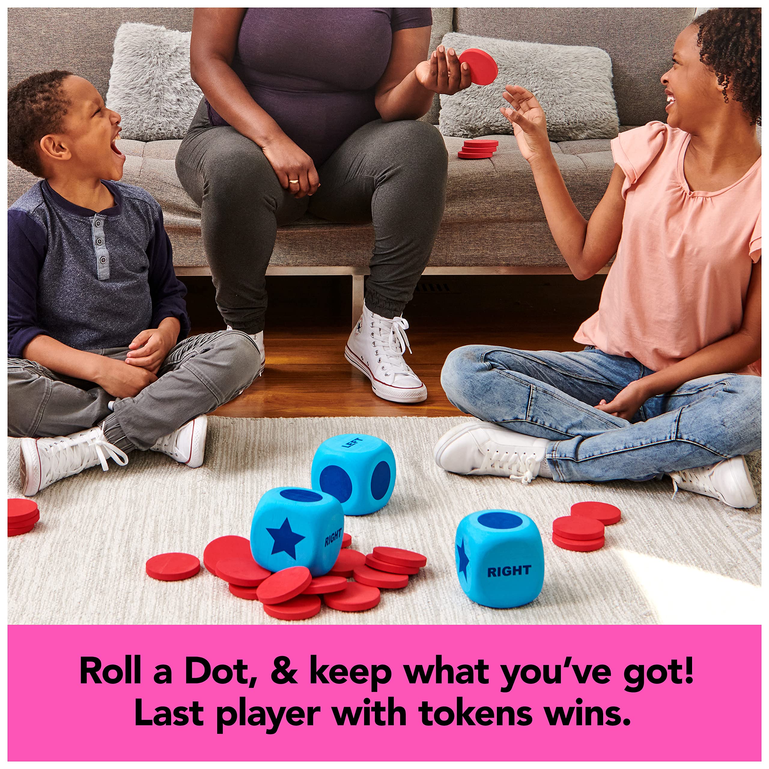 Giant Left Center Right, Classic Family Board Game Summer Toy with Big, Oversized Dice & Tokens, for Kids and Adults Ages 6 and up