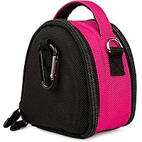 Hot Pink Camera Bag Carrying Case for Sony Cyber Shot DSC H55 DSC H70 DSC HX7V DSC T99 DSC T110 DSC TX5 DSC TX9 DSC TX10 DSC TX55 DSC TX100V DSC W510 DSC W530 and Pink 6 Inch Mini Tripod