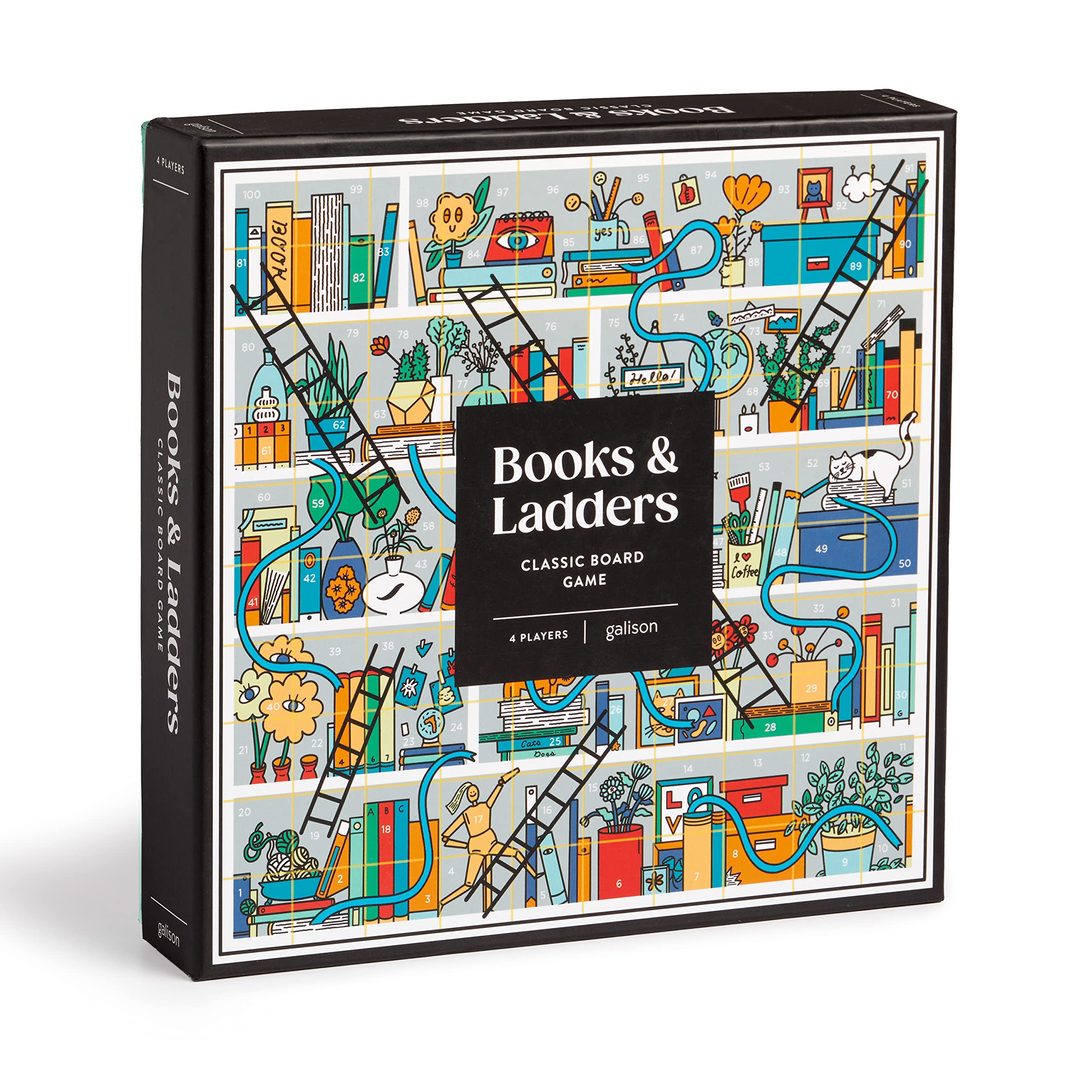 Galison Books and Ladders – Literary Version of Classic Snakes and Ladders Board Game for Adults and Kids Alike Perfect for Family Game Night, 2-4 Players