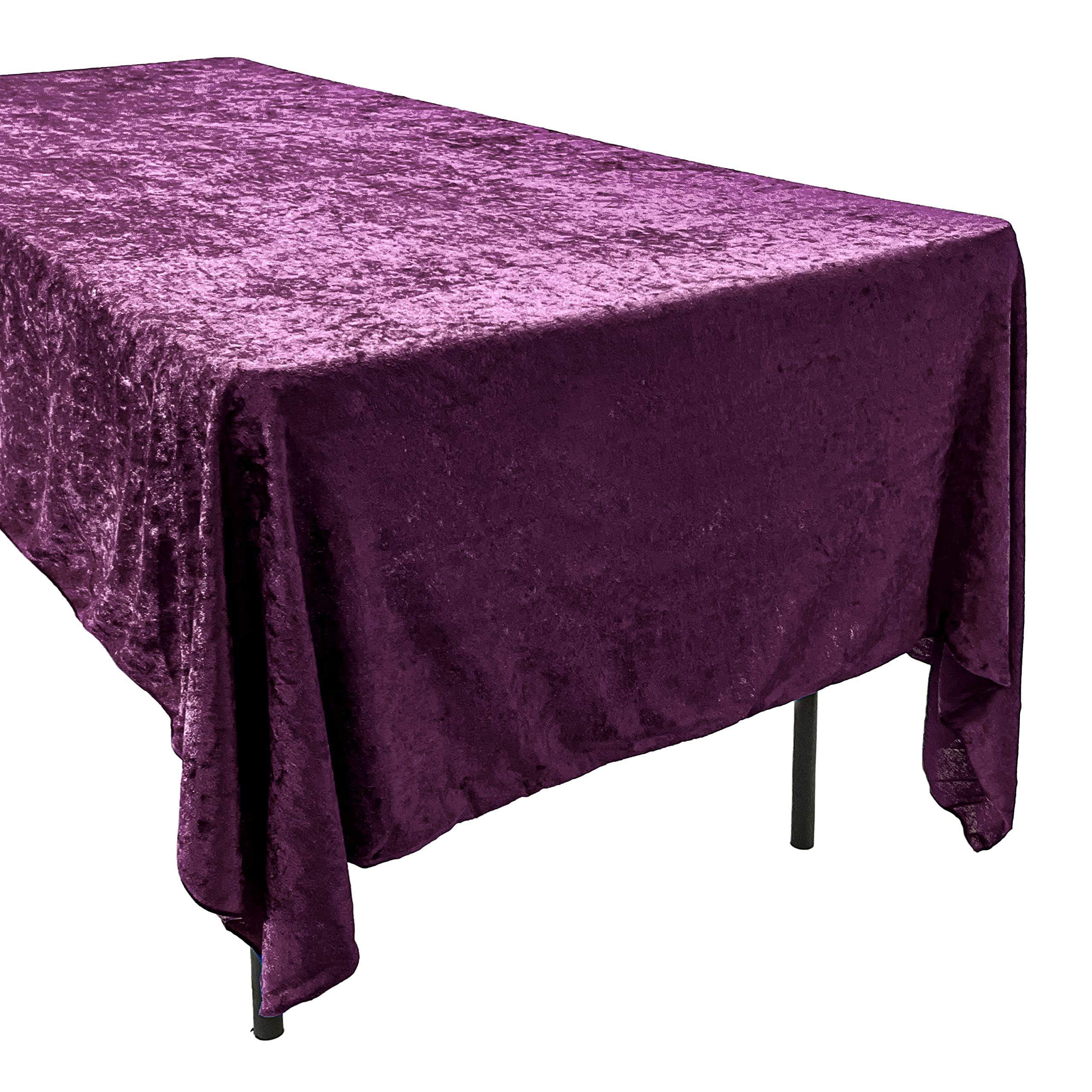 AK TRADING CO. Lush Panne Velvet Tablecloth - 60 x 102 Inch Rectangular Table, Plum