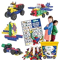 Clics Basic Set of 750 Pieces, Construction Toys for 3 Year Old, 25 in 1 rollerbox of Blocks to Learn Shapes and Colors, Educational STEM Toys. No BPA, PVC. Dishwasher Safe, Recycled Plastic.