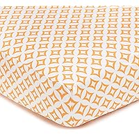 American Baby Company 100% Natural Cotton Percale Fitted Crib Sheet for Standard Crib and Toddler Mattresses, Orange Tweedle Dee Tile, Soft Breathable, for Boys and Girls