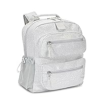 Bentgo® Kids Glitter Backpack - Lightweight 14” Backpack for School, Travel & Daycare, Ideal for Ages 4+, Durable & Water-Resistant, Roomy Interior, & Loop for Lunch Bag (Glitter Edition - Silver)
