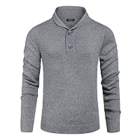 COOFANDY Men's Fashion Shwal Collar Sweater Slim Fit Cable Knit Pullover Sweater with Button