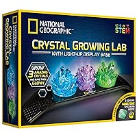 NATIONAL GEOGRAPHIC Crystal Growing Kit - 3 Vibrant Colored Crystals to Grow with Light-Up Display Stand, Science Toy for Girls and Boys Ages 8-12, Includes Gems, Cool STEM Gift (Amazon Exclusive)