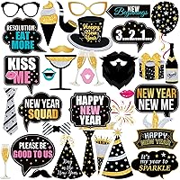 New Years Photo Booth Props 2023 - Pack of 25 | Happy New Years Decorations | New Years Eve Party Supplies 2023 | New Years Eve Photo Booth Props 2023 | New Year Props Supplies | 2023 Pictures Prop