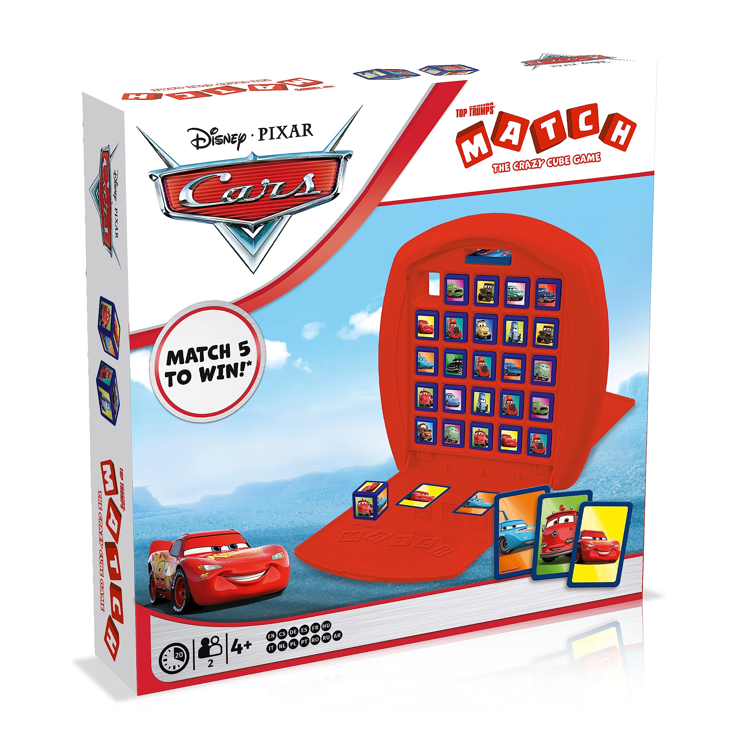 Top Trumps Pixar Cars Match Board Game; Matching Cube Game with Characters Like Lightning McQueen, Mater, and More|Family Game for Ages 4 and up