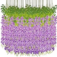 150 Pack Artificial Wisteria Hanging Flowers Fake Wisteria Vines Garland 3.6 Ft Fake Vines Hanging Wisteria Flowers for Decoration Lavender Wisteria Flower String for Wedding Party(Purple)