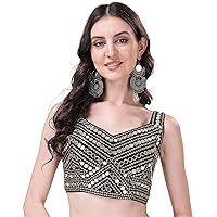 Premium Phantom Silk Saree Blouse For Women Indian Bollywood Blouse Embroidery And Mirror Work Blouse