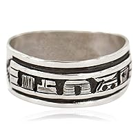 $370Tag Silver Certified Hopi Story Teller Native American Ring Size 10 18310-1 Made by Loma Siiva