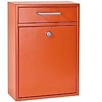 Mail Boss 7425 High Security Steel Locking Wall Mounted Mailbox Office Drop Comment Letter Deposit Box, Orange