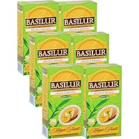 Basilur | Melon & Banana Green Tea | Single Origin Pure Ceylon Green Tea | Garden Fresh & Antioxidant Rich | 25 Ct String & Tag Teabags | Pack of 6