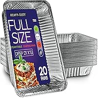 Full Size Large Aluminum Pans, Disposable Foil 21x13 Deep [20-Pack] Steam Table Chafing Pan - Extra Heavy Duty Durable Tray - Great for Roasting, Cooking, Warming, Prepping and Storing Food