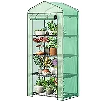 4-Tier Mini Greenhouse Portable Plant Flower Shelf Tent w/PE Cover Roll-Up Zipper Door for Lawn Patio Garden Indoor Outdoors
