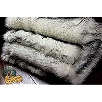 Handmade Faux Fur Black Tip Polar Bear Throw Blanket with Cuddle Minky Lining 60