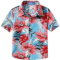 SSLR Youth Big Boys Button Down Shirt Casual Short Sleeve Hawaiian Shirts for Boys