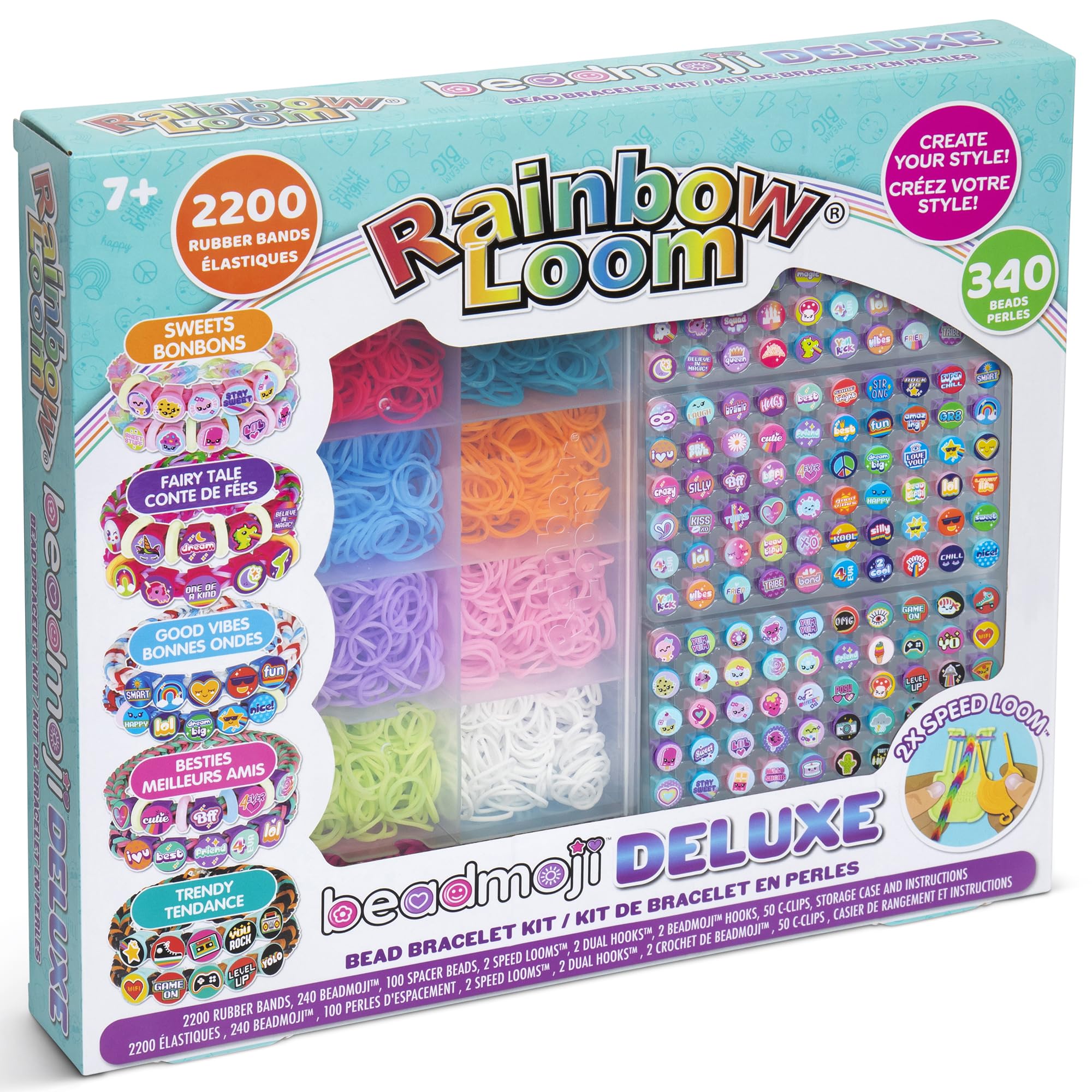 Rainbow Loom: Beadmoji Deluxe - DIY Rubber Band & Bead Bracelet Kit - Includes 2200 Bands & 340 Beads, Design & Create, Ages 7+