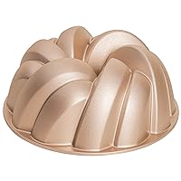 nutrichef Uniform Baking and Browning, Cascade Fluted Bundt Cake Pan, Extra Thick and Non Stick Aluminum Bakeware with 2 Layers of Non Stick Coating for Easier Release
