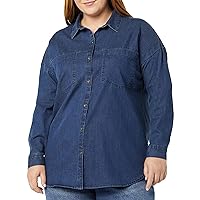 Amazon Essentials Women's Denim Oversize Two-Pocket Tunic Shirt (Previously Goodthreads)