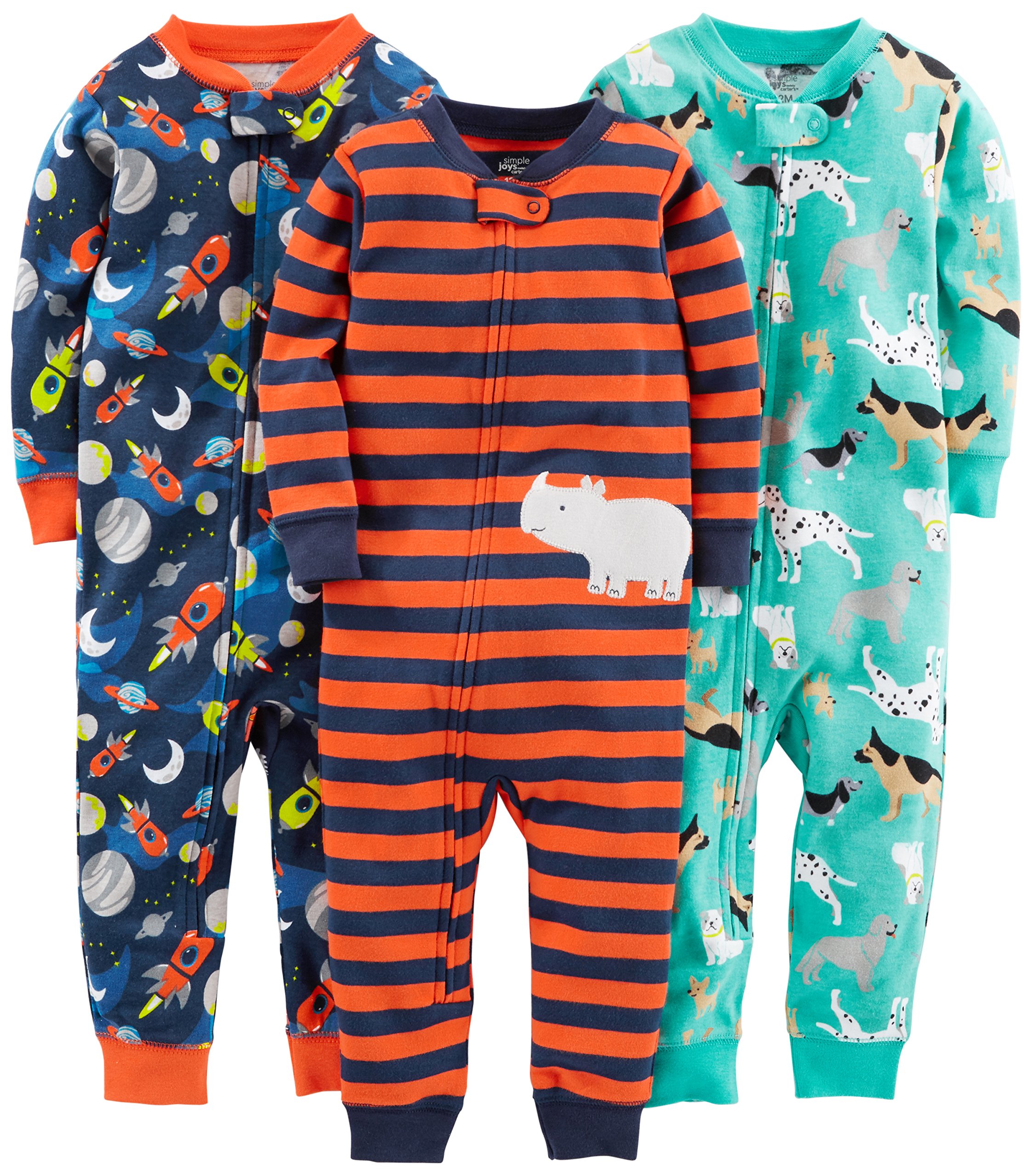 Simple Joys by Carter's Toddlers and Baby Boys' Snug-Fit Footless Cotton Pajamas, Pack of 3