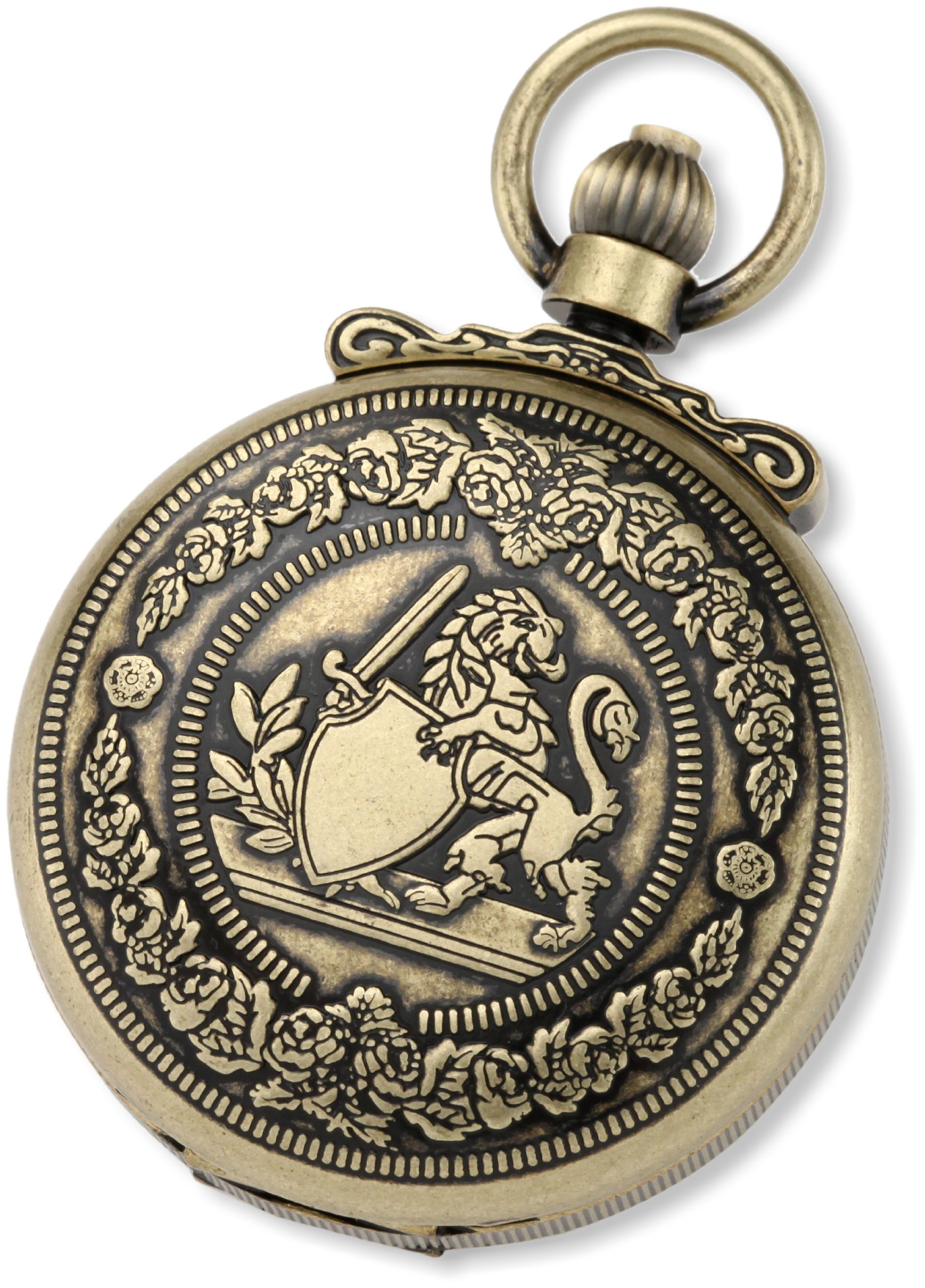 Charles-Hubert Paris 3866-G Classic Gold-Plated Antiqued Finish Mechanical Pocket Watch