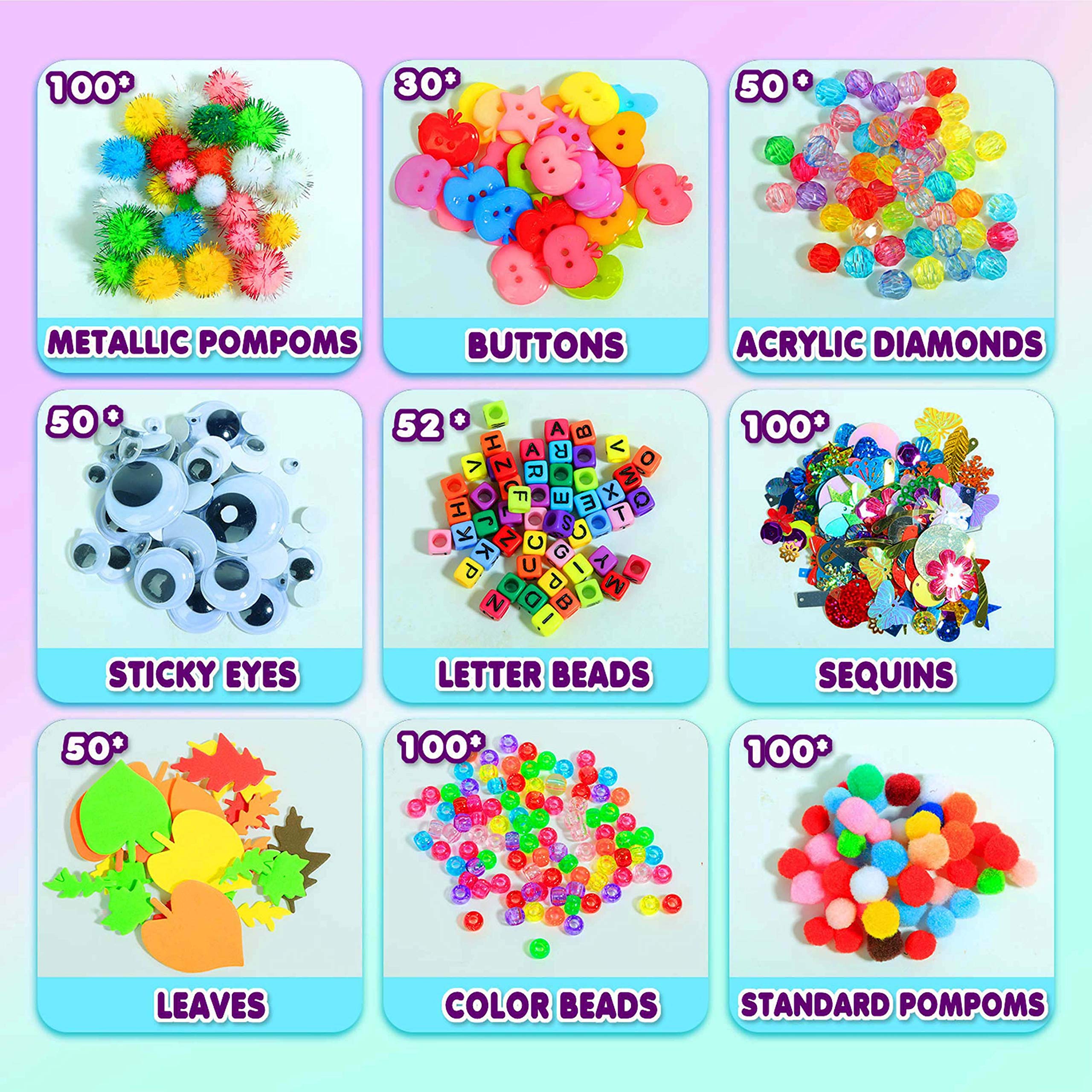 Buy Craft Kits for Kids Ages 4-8, Art Craft Supplies Include Pipe Cleaners,  Pompoms, Google Eyes - All in One DIY Crafts Kit for Toddlers Age 5 6 7 8 9  10