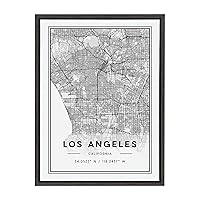 Sylvie Los Angeles Modern Map Framed Canvas Wall Art by Jake Goossen, 18x24 Gray, Decorative Map Art for Wall