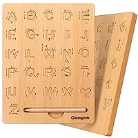 Wooden Letters Practicing Board, Double-Sided Alphabet Tracing Tool Learning to Write ABC Educational Toy Game Fine Motor Montessori Gift for Preschool 3 4 5 Years Old Kids