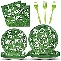 96 Pieces Football Plates Football Tableware Set Party Favors Decorations 24 Guests for Football Birthday Party Supplies Touchdown Football Game Day Party Dessert Plates Napkin Forks