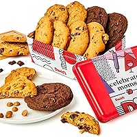 David’s Cookies Celebrate Moms Assorted Fresh Baked Cookies Sweet Sampler Tin - Chocolate Chunk, Peanut Butter Chip, Double Chocolate Chunk & Oatmeal Raisin Flavors - Gourmet Cookie Food Gift 8 Count