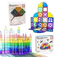PicassoTiles 60PC Magnet Tiles + 36PC Windows & Quarter Round Blocks Building Bundle: STEAM Educational Playset for Creative, Fun and Learning Construction Play, Design Project Toy Gift Idea for Kids