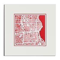 O3 Design Studio Milwaukee Paper Cut Map Matted Red 20x20 inches Paper Art