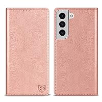ZZXX for Samsung Galaxy S22 Wallet Case with [RFID Blocking] Card Slot Stand Strong Magnetic Leather Flip Fold Protective Phone Case for Samsung Galaxy S22 Case Wallet(Rose Gold-6.1 inch)